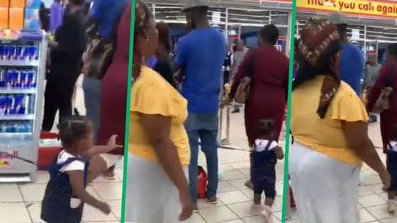 TikTok video of gogo walking child on leash while in supermarket, Mzansi parents defend granny's choices: "All moms understand"