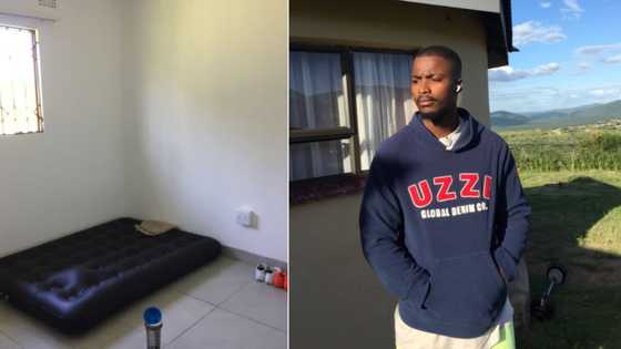 Man goes Twitter viral over barely furnished apartment, his humble beginnings with just air mattress inspires Mzansi