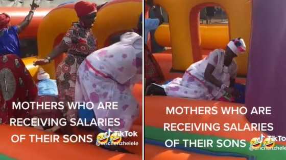 TikTok video shows elderly women having a blast on a jumping castle, Mzansi has jokes: “Sons salaries are in”