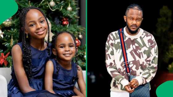 Kwesta serves daddy goals with his 2 adorable daughters in picture, fans react: "Beautiful to watch"