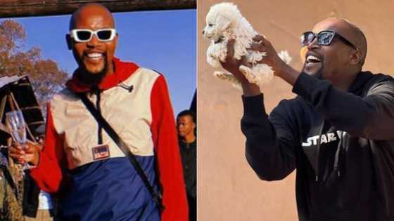 Moshe Ndiki ignores Musa Khawula's 'Gomora' petition drama, shares precious video doting on his adorable baby dog instead