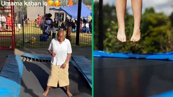 Gogo jumps on trampoline, TikTok video leaves Mzansi envious: "I low-key want that"
