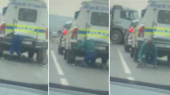 Video of man escaping police van in standstill traffic has Mzansi citizens in shock: “I'm ready to relocate”