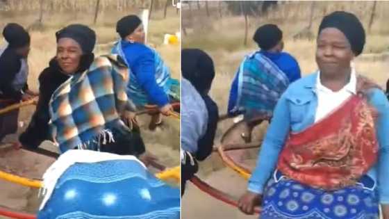 4 Xhosa gogos play on merry-go-round in TikTok video, Mzansi left with questions: "Healing their inner child"