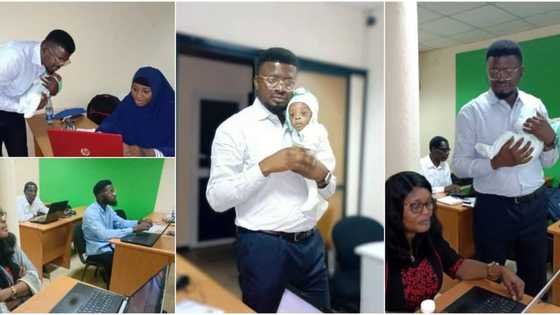 Exposure to education is key: Photos show teaching holding student's baby in class while she learns