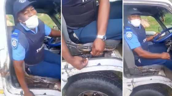 Video of police using an unconventional way to start a taxi has the people busting, only in Mzansi