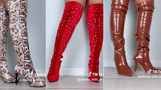 Joburg woman shows off Mr Price, The Fix and other SA store boots, TikTok video of boots impresses Mzansi