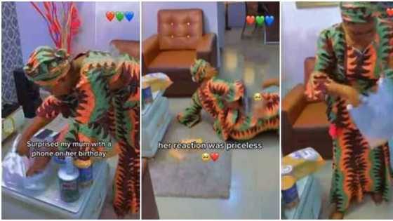 Priceless moment: Mom rolls on the floor in joy as son gifts her a phone