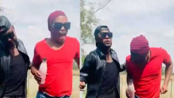 Somizi has a wardrobe malfunction while dancing with Vusi Nova