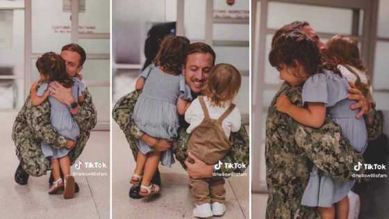 Video of dad reuniting with kids after months away on deployment warms hearts: "I just balled my eyes out"