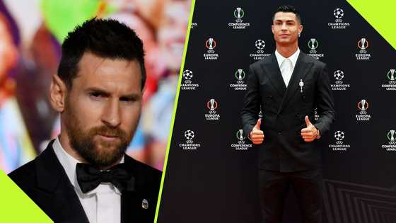 "Messi can only dream of this Aura": Fans hail Ronaldo's hot red carpet look for UCL draw