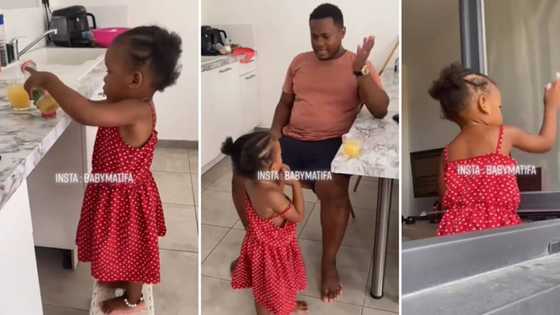 Adorably baby girl plays makoti for dad, expecting KFC in return, gets tricked: Cute clip has SA in stitches