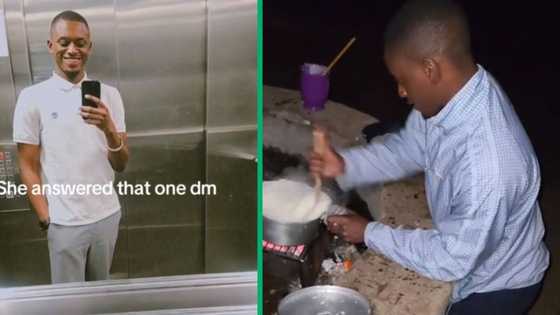 Man cooks pap with great enthusiasm in TikTok video, his skill has South Africans impressed