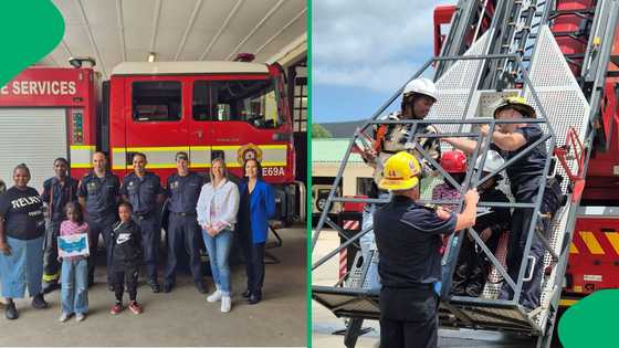 Young Alia realises her dream of becoming a firefighter through Reach for a dream and Engen