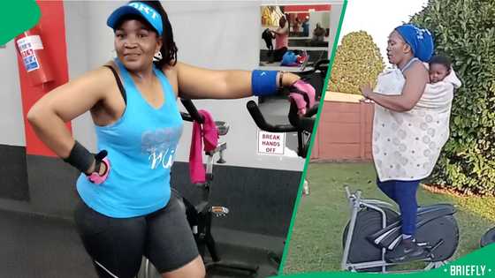 "You just gave me an idea": 52-year-old granny works out with her grandchild on her back, SA moved