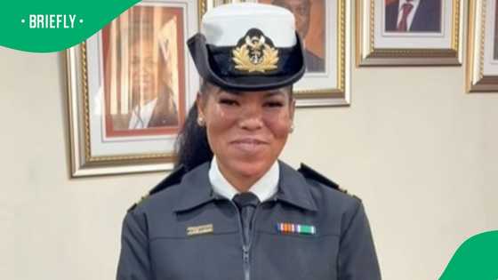 Woman dubbed the Face of South African Navy celebrates promotion in inspiring moment on video