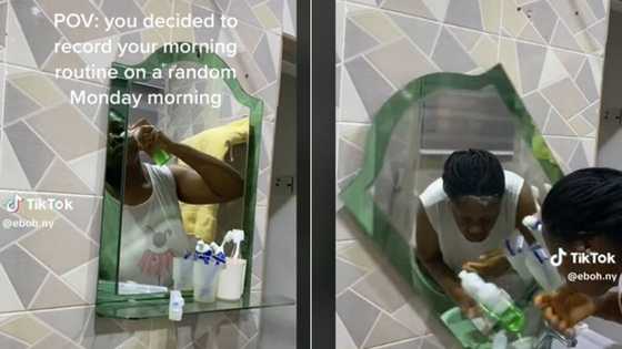Woman's mirror shatters while filming Monday routine, TikTok users crack up over reality of content creation