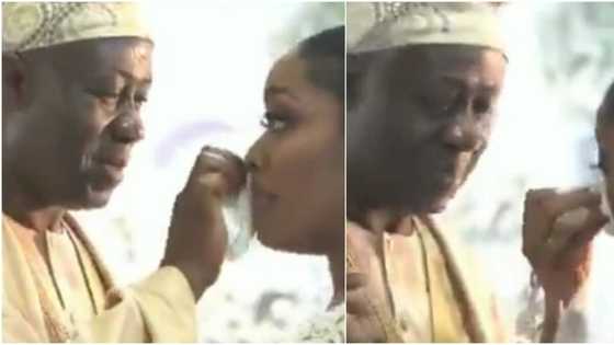 So beautiful: Bride's father warms hearts online as he displays affection towards her