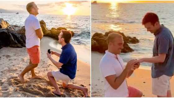 Gay couple bursts into tears after surprising each other by proposing at same time during romantic vacation