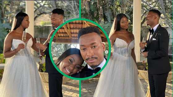 Songstress Azana and musician Mthunzi stun netizens as they tie the knot: "Yhooo! Congrats kodwa"