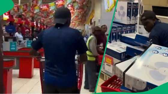 Man doing Shoprite trolley dash tries to get phones in video, South A frica amused