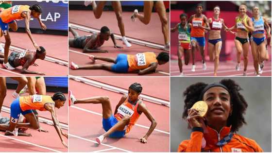 Dutch runner Sifan Hassan tumbles during Olympic race, Surges forward to win gold