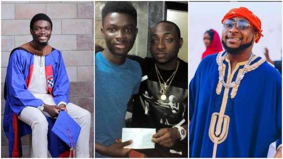 Davido reacts to graduation of young man he sponsored through university