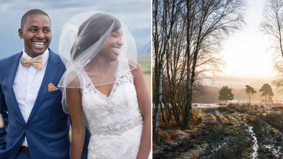 Talented photographer captures groom accidentally dropping bride in puddle of mud in gorgeous wedding dress