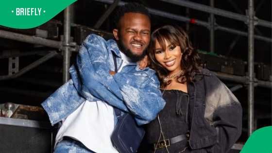 Kwesta and wife Yolanda Vilakazi rock matching outfits for 'Idols SA' winner Musa the Voice's wedding