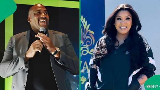 Minister Gayton McKenzie gives Lady Du her flowers: "She's the gem of South Africa"