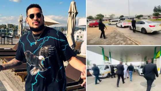 “Type of security AKA needed”: Video of man with heavy security leaves Mzansi wondering who he is