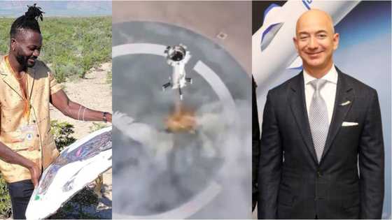 Jeff Bezos tributes 1st Ghanaian to have artwork enter space; drops 1st video of landing parachute
