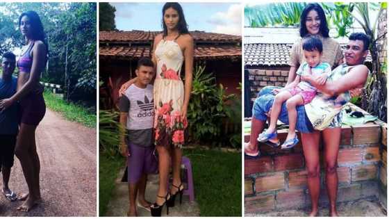 Pretty 26-year-old 'Brazil tallest woman' weds man who is a foot shorter, carries hubby and son in cute photo