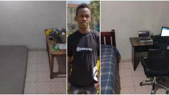 Young man celebrated by Kenyans after flaunting his bedsitter upgrade with before and after snaps