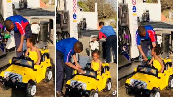 Little girl rolls into petrol station in her batter operated Jeep, gets 5-star service from Engen staff