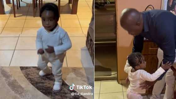 Little girl beside herself when dad gets home, TikTok viral of her happy dance at his arrival cracks up the internet