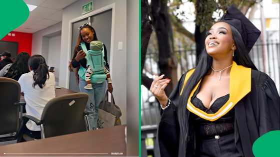 "He's a graduate": Varsity student who attended lectures with baby shows how grown he is, SA wowed