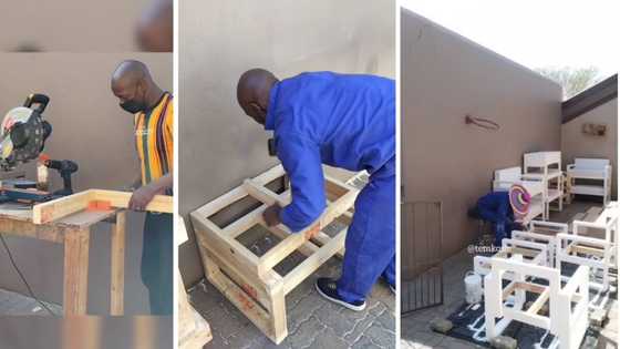 Honest man’s hustle of furniture making inspires peeps, Mzansi salutes the grind: “Wonderful work sir”