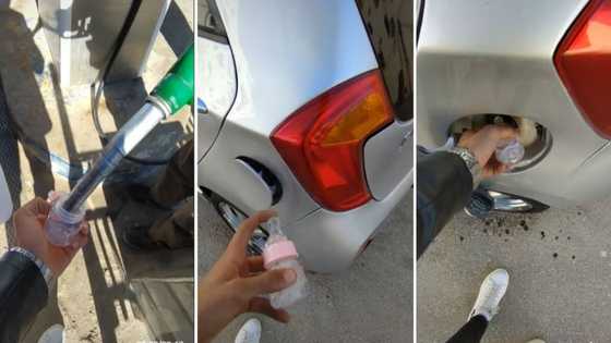 Man uses tiny baby bottle to fill his Kia Picanto with petrol, video goes viral with over 10.5M views