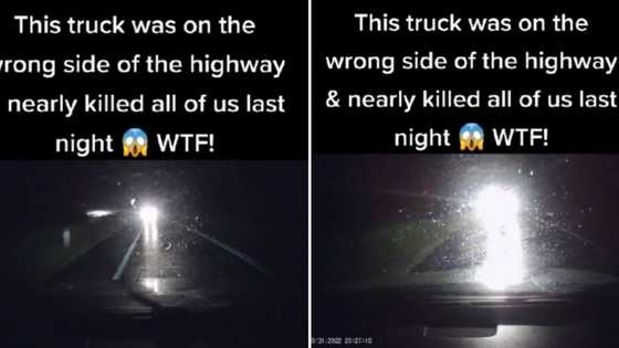 Truck driving on the wrong side of the road in scary video, netizens watch in horror: "Omg so close"