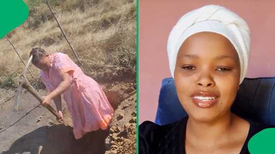 "President of the women's conference": Pretty lady digs a deep hole with pick-axe, Mzansi's amused