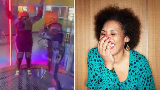 Video shows woman failing to master indoor skydiving simulator, Mzansi laughs out loud