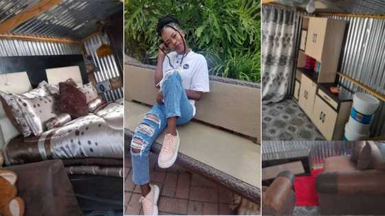 4 Pics of Joburg woman's shack on Facebook earn Mzansi's praise, elaborately decorated living space is a hit