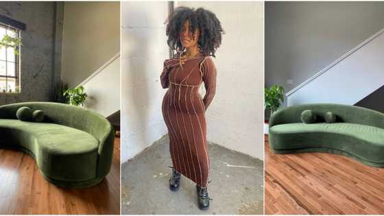 After buying a house at 19, lady shares photos of unique pea couch