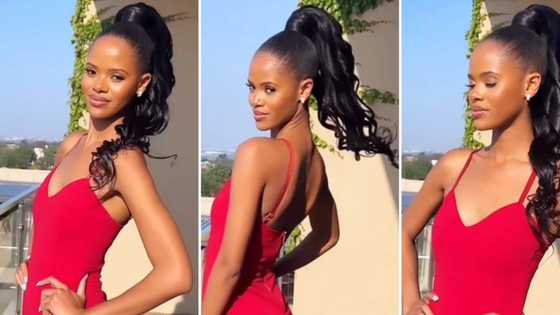 "Our gorgeous queen": Peeps gush over Miss SA's sleek ponytail & glam red outfit