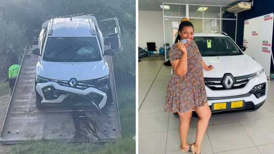 A woman showed off new whip after she crashed her car and walked away unscathed