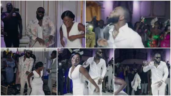 Man dances as if he is fighting during wedding ceremony, sprays money with serious face