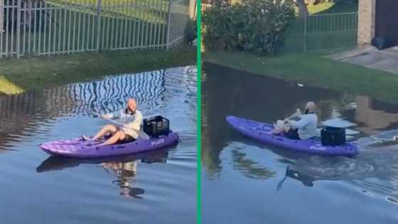 Jeffreys Bay man kayaks in street after freak waves cause flooding in TikTok video, SA entertained
