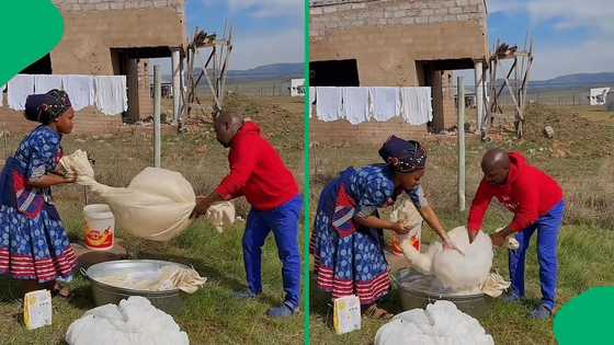 African couple’s sweet teamwork washing bed sheets melts Mzansi’s hearts in viral video