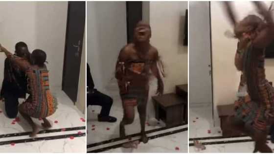 Peeps react as lady goes into frenzy, yanks off wig in video as her man proposes